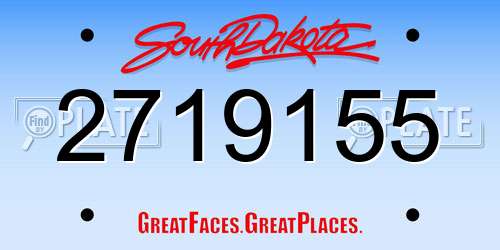 2719155 South Dakota License Plate