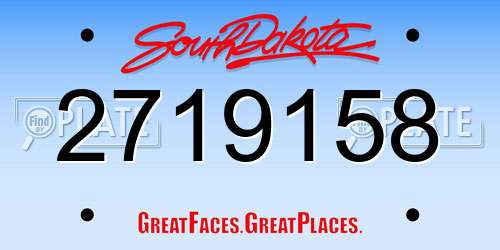 2719158 South Dakota License Plate