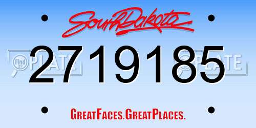 2719185 South Dakota License Plate