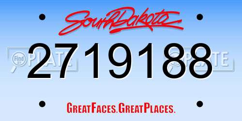 2719188 South Dakota License Plate