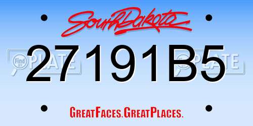 27191B5 South Dakota License Plate