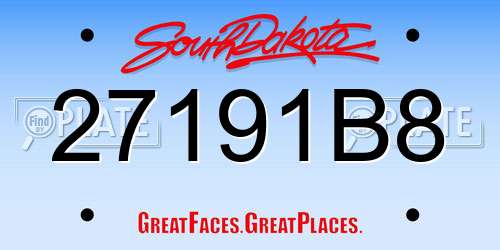 27191B8 South Dakota License Plate