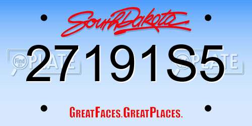 27191S5 South Dakota License Plate