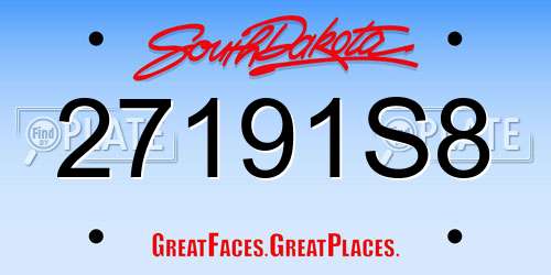 27191S8 South Dakota License Plate