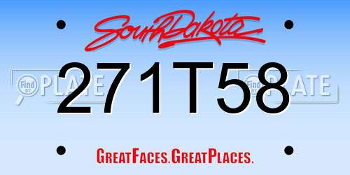 271T58 South Dakota License Plate