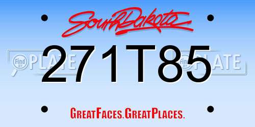 271T85 South Dakota License Plate