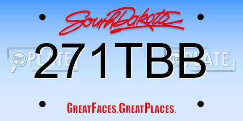 271TBB South Dakota License Plate