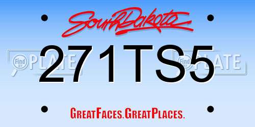 271TS5 South Dakota License Plate