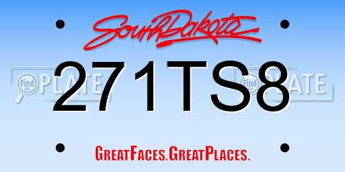 271TS8 South Dakota License Plate
