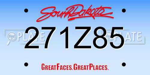 271Z85 South Dakota License Plate