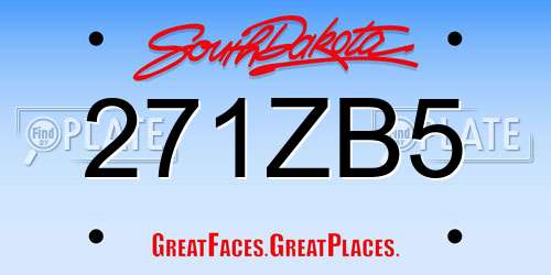 271ZB5 South Dakota License Plate
