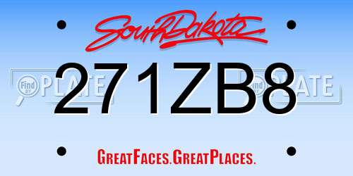 271ZB8 South Dakota License Plate