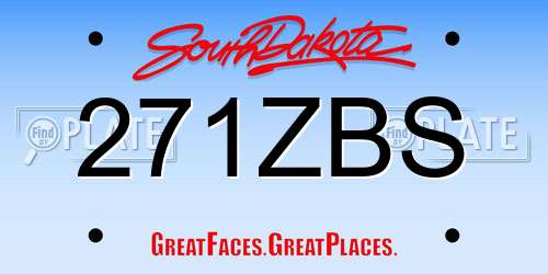 271ZBS South Dakota License Plate