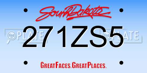 271ZS5 South Dakota License Plate
