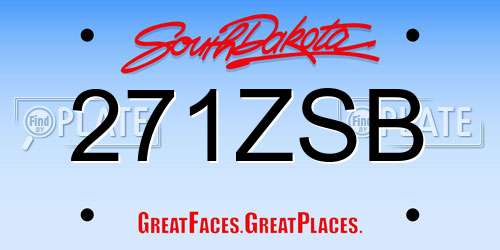 271ZSB South Dakota License Plate