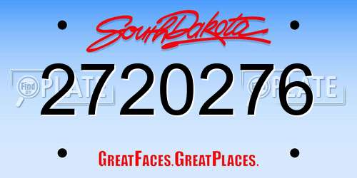 2720276 South Dakota License Plate