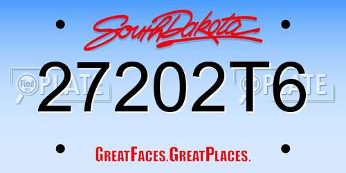 27202T6 South Dakota License Plate