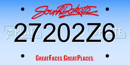 27202Z6 South Dakota License Plate