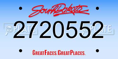 2720552 South Dakota License Plate