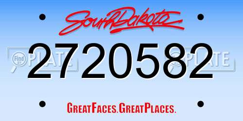 2720582 South Dakota License Plate