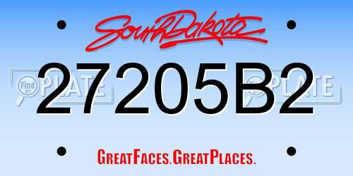 27205B2 South Dakota License Plate