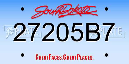 27205B7 South Dakota License Plate