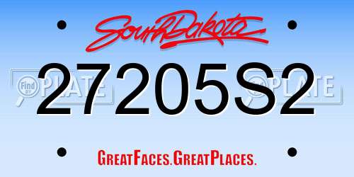 27205S2 South Dakota License Plate
