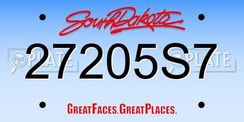 27205S7 South Dakota License Plate