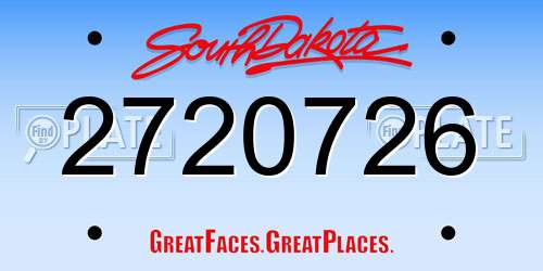 2720726 South Dakota License Plate