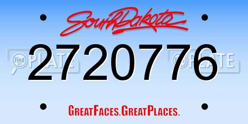 2720776 South Dakota License Plate