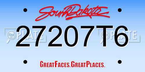 27207T6 South Dakota License Plate