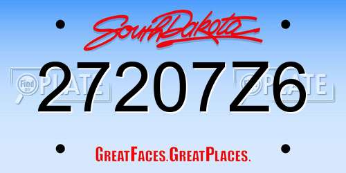 27207Z6 South Dakota License Plate