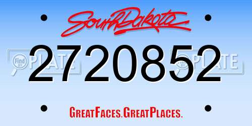 2720852 South Dakota License Plate