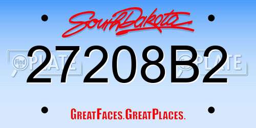 27208B2 South Dakota License Plate