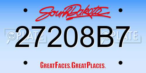 27208B7 South Dakota License Plate