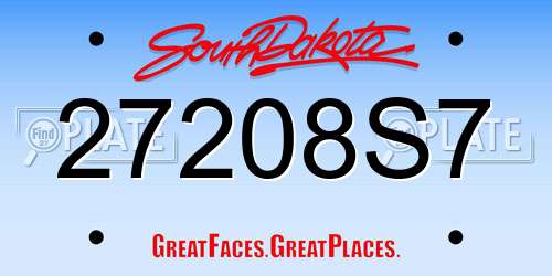 27208S7 South Dakota License Plate