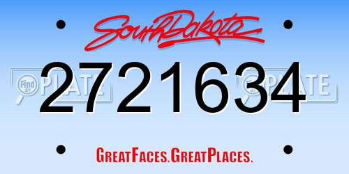 2721634 South Dakota License Plate