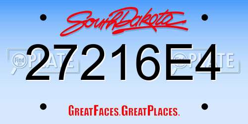 27216E4 South Dakota License Plate