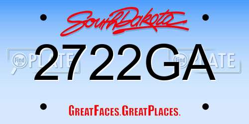2722GA South Dakota License Plate