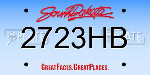 2723HB South Dakota License Plate