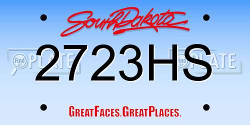 2723HS South Dakota License Plate