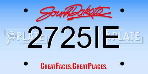 2725IE South Dakota License Plate