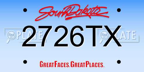 2726TX South Dakota License Plate