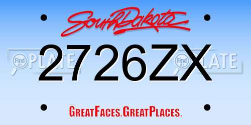 2726ZX South Dakota License Plate