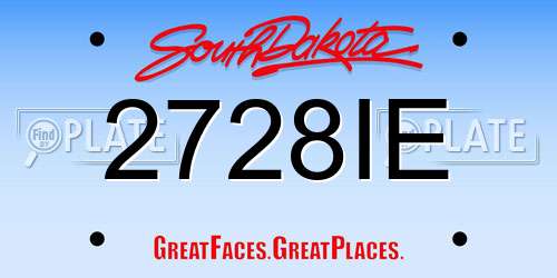 2728IE South Dakota License Plate