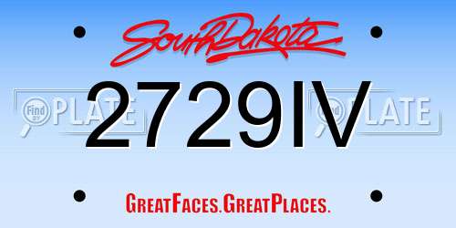 2729IV South Dakota License Plate
