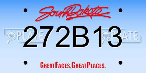272B13 South Dakota License Plate