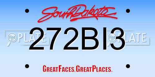 272BI3 South Dakota License Plate