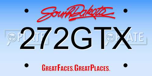 272GTX South Dakota License Plate