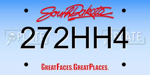 272HH4 South Dakota License Plate